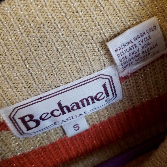 Bechamel vintage Striped Red and Gold sweater size small - Picture 4 of 7